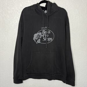 Bass Pro Shops Johnny Morris Hoodie Sweatshirt Men 2XL Black Hooded Pullover